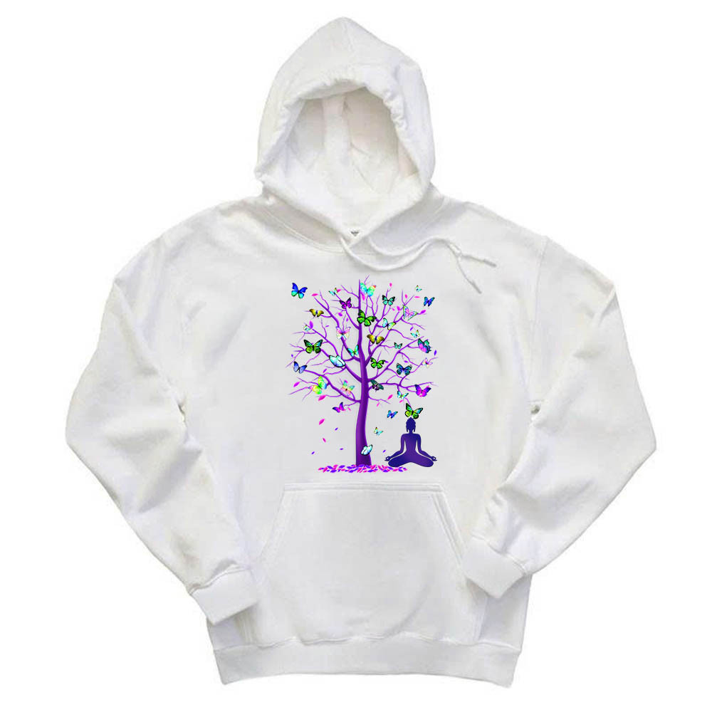 Butterfly Tree Meditation Hoodie Cute Butterfly Graphic Tee Gift Ideas For Adult Son