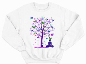 Butterfly Tree Meditation Sweatshirt Cute Butterfly Good Gifts For Girlfriend
